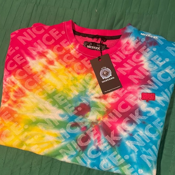 Men’s Nice Kicks Rainbow Tye Dye Sweatershirt - Picture 1 of 4